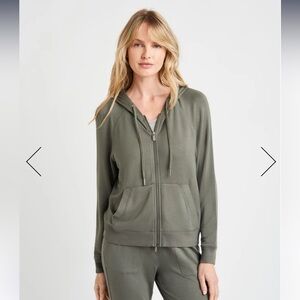 Splendid Supersoft Zip Up Hoodie Olive Green